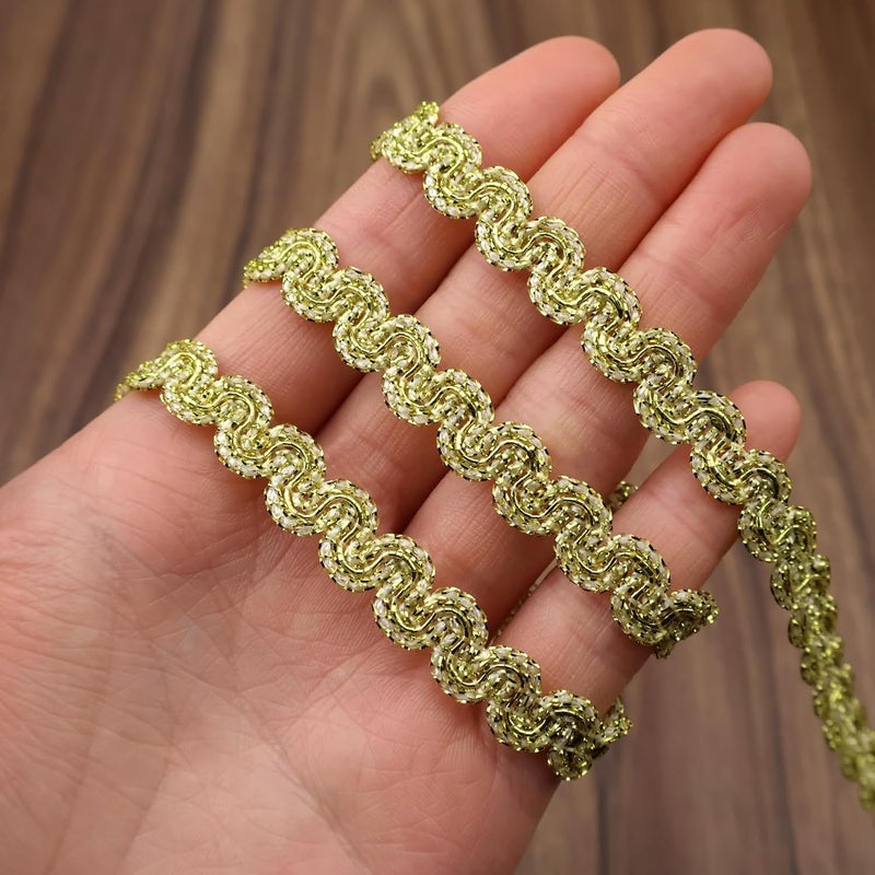 DHFLYDH Rick Rack Trim Braid Lace Trim Embellishment Metallic Edge 20 Yards Braid Lace Trim Wave Braid Lace Ribbon for DIY Crafts Sewing (Champagne) - Image 2